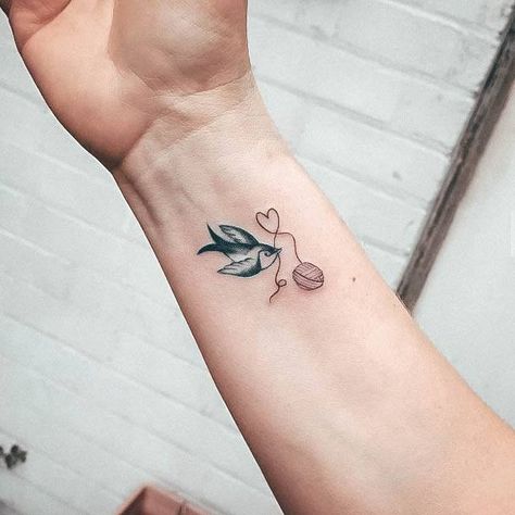 Traditional Swallow, Yarn Tattoo, Sewing Tattoos, Knitting Tattoo, Crochet Tattoo, Pieces Tattoo, Fairy Tattoo, Top Tattoos, Female Tattoo