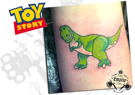 Cool little #wrist #tattoo of #rex from #ToyStory #dinosaur #fullcolour #CoverUp #inked #OldEmpireTattoo #Salford Rex Toy Story Tattoo, Toy Story Tattoo, Story Tattoo, Empire Tattoo, Disney Tattoos, Print Tattoos, Toy Story, Paw Print Tattoo, Paw Print