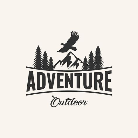 Adventure logo design inspiration | Premium Vector #Freepik #vector #wild-logo #adventure-logo #explore-logo #outdoor-logo Travel Logo Design Ideas, Adventure Logo Design, Font Logo Design, Adventurous Design, Wild Logo, Sublimacion Ideas, Outdoor Logos, Resort Logo, Adventure Logo