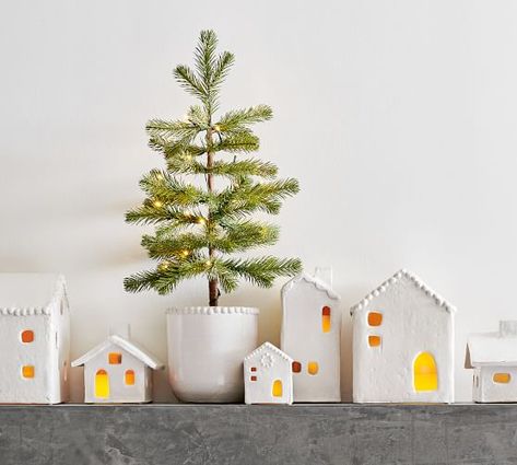 Wood Snowflake, Holiday Lookbook, Christmas Village Houses, Christmas Decorations Living Room, Christmas Living Rooms, Christmas Villages, Ceramic Houses, Miniature Houses, Ceramic Christmas