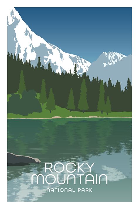 Rocky Mountain National Park Poster Romania Travel, Summer Fishing, Usa Cities, Old Advertisements, Canvas Ideas, National Park Posters, Park Art, Rocky Mountain National, Rocky Mountain National Park