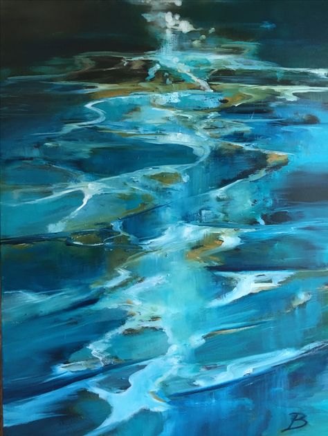 River Swag 30 x 40 oil on canvas by Bett Huggins River Abstract Art, River Abstract, Water Painting Abstract, Abstract River Painting, River Texture, Acrylic Painting Water, River Painting Easy, Water Reflection Photography, Water Abstract