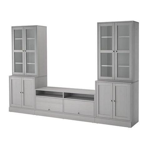 HAVSTA TV storage combination/glass doors IKEA Made of wood from sustainable sources. Ikea Liatorp, Ikea Havsta, Family Room Storage, Ikea Inspiration, Tv Storage, Living Room Entertainment, Wall Units, Glass Cabinet Doors, Scandinavian Furniture