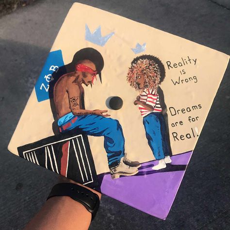 Tupac Graduation Cap Ideas, Senior Year Diy, Highschool Graduation, Friends Graduation, Graduation Cap Ideas, Career Goal, Banana Roll, Graduation Cap Decoration Diy, Senior Szn