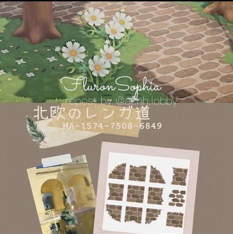 Motif Sol Animal Crossing, Sol Animal Crossing, Acnh Path, Cottagecore Animal Crossing, Motif Acnl, Acnh Cottagecore, Brick Path, Animal Crossing 3ds, Acnh Design