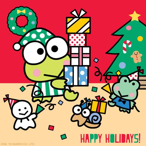 Happy Holidays from Keroppi and all of his friends at Donut Pond! Keroppi Party, Frog Clipart, Hello Sanrio, Sanrio Keroppi, Kawaii Things, Kawaii Illustration, Merry Christmas Images, Hello Kitty Christmas, Kawaii Stuff