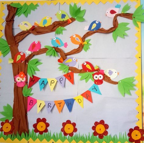 Birthday boho birds Birds Classroom Decoration, Classroom Bulletin Boards Preschool, Boho Birds Classroom Theme, Birthday Board Classroom, Room Crafts, Client Board, Board Classroom, Birthday Boho, Infant Room