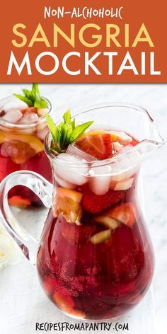 Mocktail Sangria, Punch Recipes Non Alcoholic, Sangria Mocktail, Non Alcoholic Sangria, Easy Mocktails, Easy Sangria Recipes, Winter Sangria, Easy Mocktail Recipes, Non Alcoholic Punch