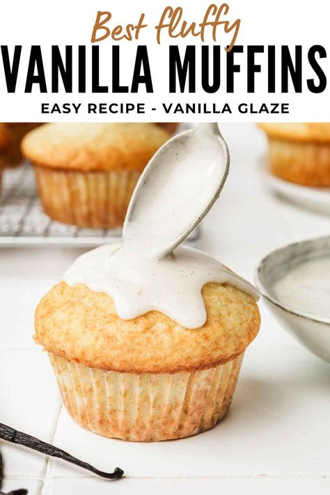 Indulge in the sheer simplicity and delightful taste of our fluffy vanilla muffins recipe. Crafted with just a handful of common ingredients, these muffins boast a soft and moist texture that's hard to resist. The finishing touch of a sweet vanilla glaze elevates them to a whole new level of deliciousness. Whether enjoyed at breakfast with a steaming cup of coffee or as a sweet treat throughout the day, these muffins are a versatile and scrumptious addition to your culinary repertoire. Mini Vanilla Muffins, Vanilla Muffins Recipe, Dessert Muffins, Vanilla Muffins, Steaming Cup Of Coffee, Simple Muffin Recipe, Baby Meals, Vanilla Glaze, Sugar Glaze