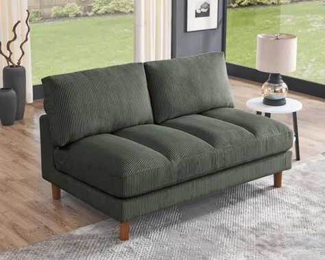 Andes Furniture 57'' Armless Loveseat | Wayfair Corduroy Upholstery, Armless Loveseat, New York Apartment, Game Room Furniture, Mudroom Furniture, Comforters Cozy, Room Sofa, Bar Furniture, Low Back