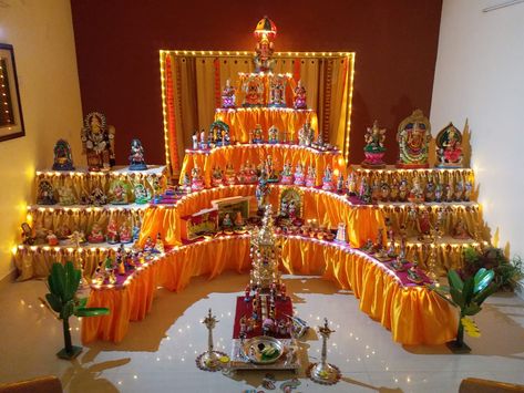 Dasara Decoration Ideas, Golu Decoration Ideas, Dasara Decoration Ideas At Home, Diy Golu Dolls, Navaratri Festival, Gauri Decoration, Navaratri Golu, Bommala Koluvu, Golu Dolls