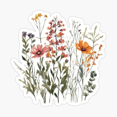 Get my art printed on awesome products. Support me at Redbubble #RBandME: https://www.redbubble.com/i/sticker/Wildflower-Botanical-Garden-Bohemian-Daisy-flowers-Floral-boho-Nature-Lovers-Beautiful-Wildflowers-Nature-Girly-gift-by-Noemill/161814860.EJUG5?asc=u Boho Nature, Flowers Tote, Flower Sweater, Wedding Shower Gifts, Wildflower Garden, Girly Gifts, Nana Gifts, Floral Stickers, Daisy Flowers