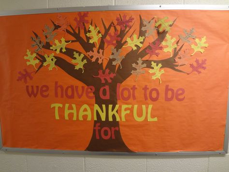 Thankful Tree Bulletin Board Thankful Tree Bulletin Board, Thanksgiving Bulletin Board Ideas, Fall Church Bulletin Boards, Thanksgiving Bulletin Board, Bulletin Board Tree, November Bulletin Boards, Activities For The Classroom, Thanksgiving Bulletin Boards, Christian Bulletin Boards