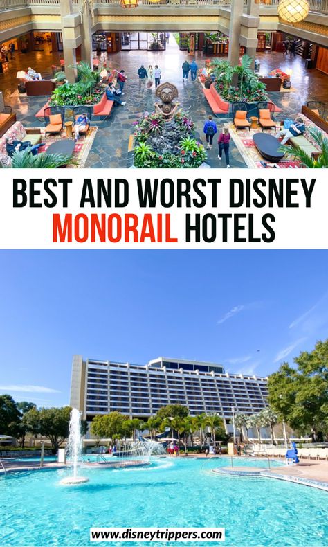 Best And Worst Disney Monorail Hotels | Comparing All Of The Disney Monorail Hotels | best hotels to stay at at Disney | best deluxe disney hotels | where to stay at Disney world | disney travel tips | tips for where to stay at Disney | best resorts at Disney world | monorail transportation at Disney #disney Disney World Monorail, Disney Monorail, Disney Resort Hotels, Disney Hotels, Disney Travel, Walt Disney World Vacations, Disney Resorts, Disney World Tips And Tricks, Disney Disney