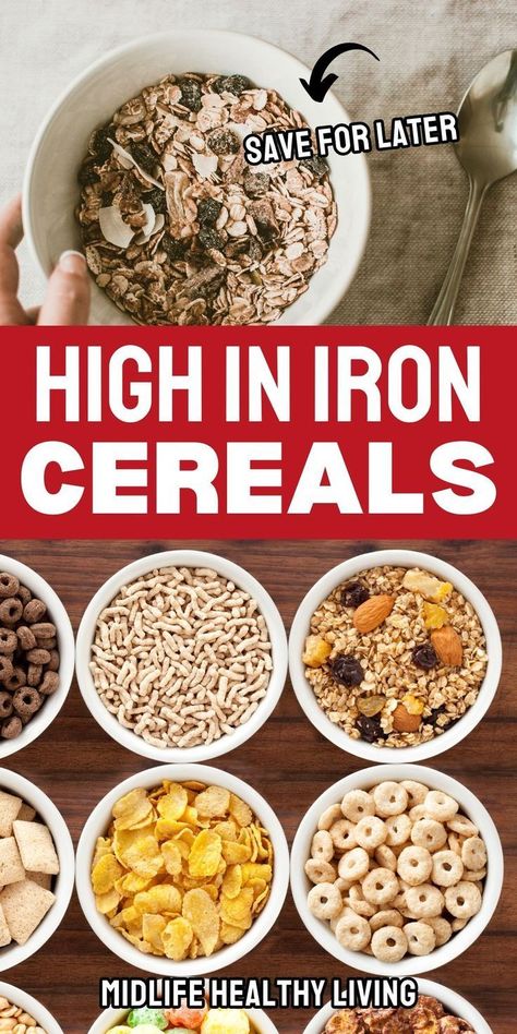 All these cereals are high in iron and are all delicious and most can be found at your local grocery store. This list of 15 cereals is great for meal planning an iron-rich diet. If you're searching for an iron-rich breakfast or brunch, then these cereals are great for you! Snacks High In Iron, Iron Enriched Foods, Iron Rich Diet, High Iron Diet, Snacks Night, Iron Rich Recipes, Iron Diet, Hot Breakfast Cereal, Iron Foods