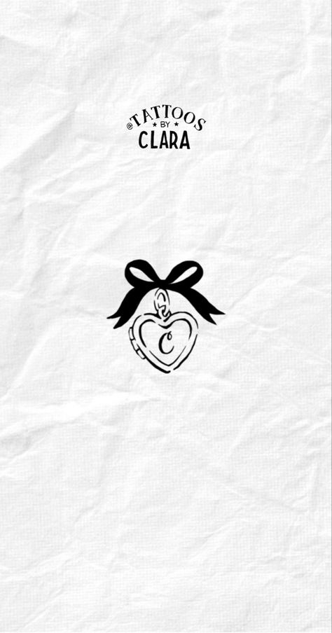 Movie Ticket Tattoo Ideas, Pom Pom Tattoo, Dainty Mexican Tattoo, Tattoos For Moms With A Son, Heart And Initial Tattoo, Heart Bow Tattoo, Locket Initial Tattoo, Locket Tattoo With Initials, Y Tattoo Letter