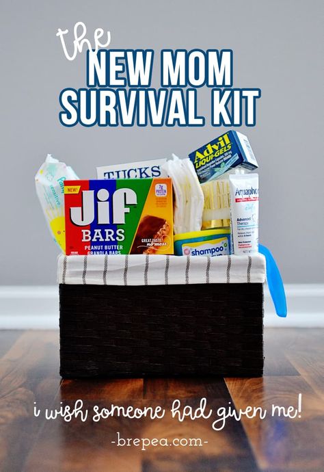 Mom Survival Kit Gift, Postpartum Gift Basket, Diy Postpartum, New Mom Survival Kit, Mom Survival Kit, Survival Kit Gifts, Newborn Mom, Survival Supplies, Survival Kits