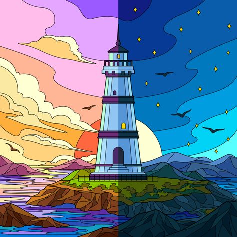 Lighthouse Painting, Pen Art Drawings, Book Illustration Art, Wall Drawing, Landscape Art Painting, Art Painting Gallery, Art Wallpaper Iphone, Graphic Design Fun, Light House