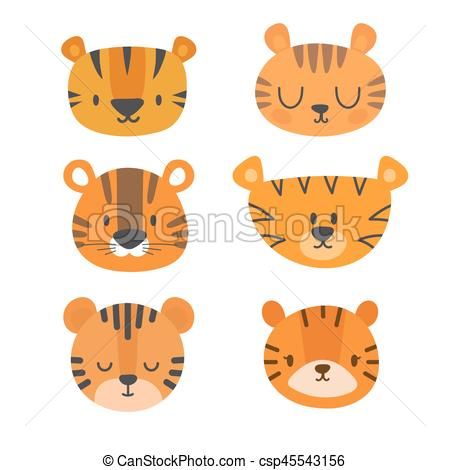 Set of cute tigers. Funny doodle animals. Little tiger in cartoon style Vector - stock illustration, royalty free illustrations, stock clip art icon, stock clipart icons, logo, line art, EPS picture, pictures, graphic, graphics, drawing, drawings, vector image, artwork, EPS vector art Tiger Cartoon Drawing, Doodle Animals, Tiger Drawing, Cartoon Tiger, Tiger Illustration, Animal Doodles, Tiger Shroff, Cute Tigers, Funny Doodles