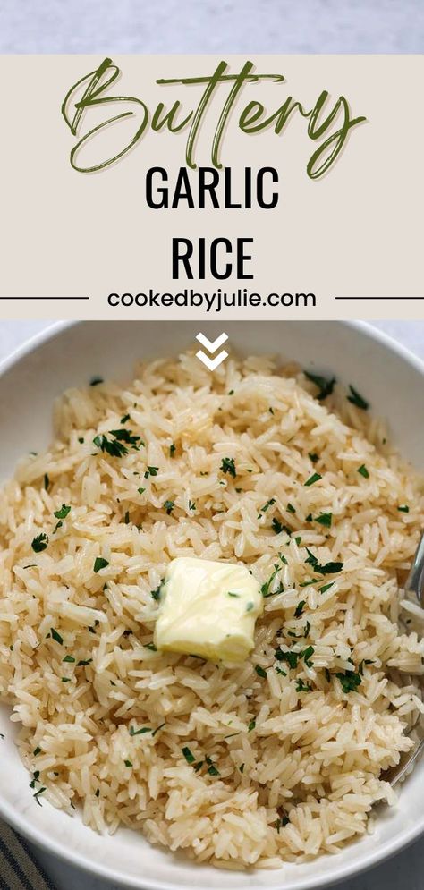 Rice Cooker Recipes Healthy, Cheesy Rice Recipes, Easy Rice Side Dishes, Flavored Rice Recipes, Buttered Rice Recipe, Minute Rice Recipes, Garlic Rice Recipes, Rice Recipes Side, Buttery Rice