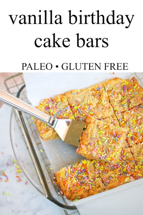 Paleo Cake, Vanilla Birthday Cake, Paleo Baking, Paleo Sweets, Paleo Treats, Aip Paleo, Cake Bars, Dairy Free Dessert, Paleo Desserts