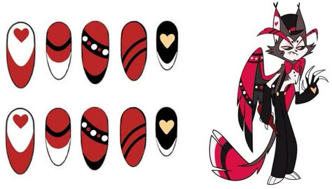 #hazbinhotelfanart #hazbinhotelhusk #nails #nailart #husker Rodeo Nails, Disney Acrylic Nails, Band Nails, Fake Nails Designs, Art Deco Nails, Punk Nails, Nail Drawing, Anime Nails, Dope Nail Designs