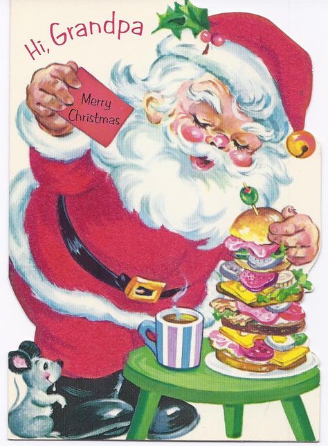 Vintage Santa Card Card For Grandpa, Images Noêl Vintages, Santa Christmas Cards, Vintage Christmas Greeting Cards, Santa Cards, Vintage Christmas Images, Santa Claus Is Coming To Town, Christmas Graphics, Christmas Greeting Card