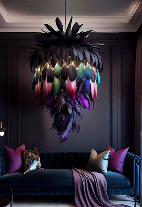 Maximalist Lighting, Fashion Living Room, Colorful Chandelier, Colourful Living Room Decor, Maximalist Interior, Elegant Living Room Decor, Deco Luminaire, Colourful Living Room, Kitchen Home Decor