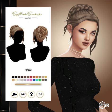 Maxis Match Long Hair Sims 4, Sims 4 Cc Teacher Clothes, The Sims Resource Maxis Match, Ts4 Medieval, Medieval Hair, Feminine Hair, Sims 4 Decades Challenge, Gaming Center, Medieval Hairstyles