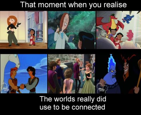 That moment when you realise: The worlds really did use to be connected :) Strange World Disney Fanart, House Of Mouse Disney, House Of Mouse, Disney Theory, Funny Disney Jokes, Disney Crossovers, Disney Facts, Disney Jokes, That Moment When