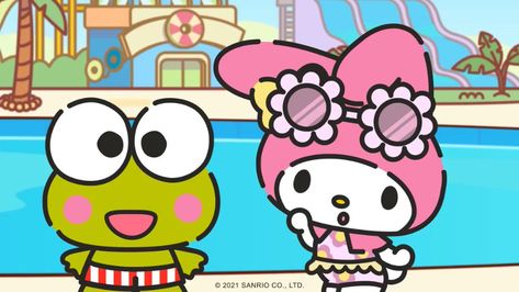 My Melody And Keroppi, Character Vibes, Kitty Pictures, Hello Kitty Pictures, Hello Kitty Sanrio, Art Life, Hello Kitty And Friends, Ho Ho Ho, Water Park