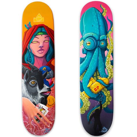 Paintings — Ten Hundred Ten Hundred, Painted Skateboard, Snowboard Art, Skateboard Deck Art, Bamboo Art, Cool Skateboards, Skate Art, Skateboard Design, Mural Design