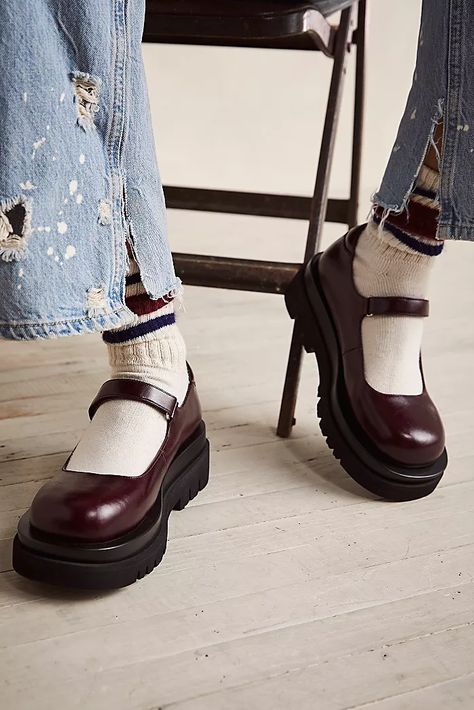 Upcoming Fashion Trends, Shoes Boots Heels, Heels Sneakers, Funky Shoes, Platform Mary Janes, Shoe Inspo, Boots Heels, Free People Shoes, 90s Nostalgia