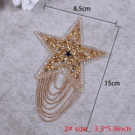 Five pointed star fringes diamond binding accessories patch | Etsy Tassel Embroidery, Space Patch, Embroidery Clothes, Star Space, Bridesmaid Tote Bags, Rhinestone Letters, Hot Melt Adhesive, Bridal Accessories Jewelry, Patches Fashion