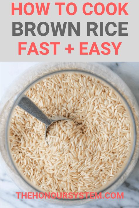 How to Cook Brown Rice FAST and EASY! Are you frustrated with a pot full of mushy or under cooked and crunchy brown rice? I am sharing with you my tips on How to Cook Brown Rice and it is the fastest and easiest method ever! Brown rice is a healthy option and cooking up a batch on the stove for meal prep will help you with your clean eating goals. #brownrice #glutenfree #recipe How To Cook Brown Rice On The Stove, How To Make Brown Rice, How To Cook Brown Rice, Brown Rice Recipes Easy, Cook Brown Rice, Rice On The Stove, Glutenfree Recipe, Whole Grain Rice, Healthy Potatoes