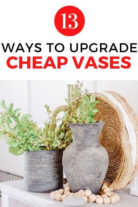 Decorate on a budget with these thrift store vase upgrades. Update floor vases, large vases and ceramic vases with these old vase makeover projects. Vase Makeover Diy, Vase Makeover, Diy Vase Decor, Decorate On A Budget, Diy Porch Decor, Large Vases, Cheap Vases, Floor Vases, Diy Window Treatments