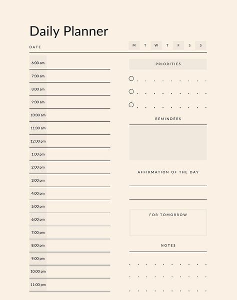 This stylish planner is perfect for keeping track of your daily tasks and routines. It features an hourly schedule, a daily to-do list, and a notes section. The planner is available in both printable and digital formats, so you can use it on your computer, tablet, or Best Daily Planner, Daily Planner Printables Free, Daily Planner Hourly, Hourly Schedule, Daily Routine Planner, Daily Schedule Template, Daily Schedule Planner, Undated Daily Planner, Planner Minimalist