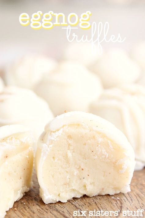 Eggnog Truffles, Eggnog Dessert, Six Sisters Stuff, Candy Truffles, Six Sisters, Eggnog Recipe, Egg Nog, Truffle Recipe, Homemade Candies