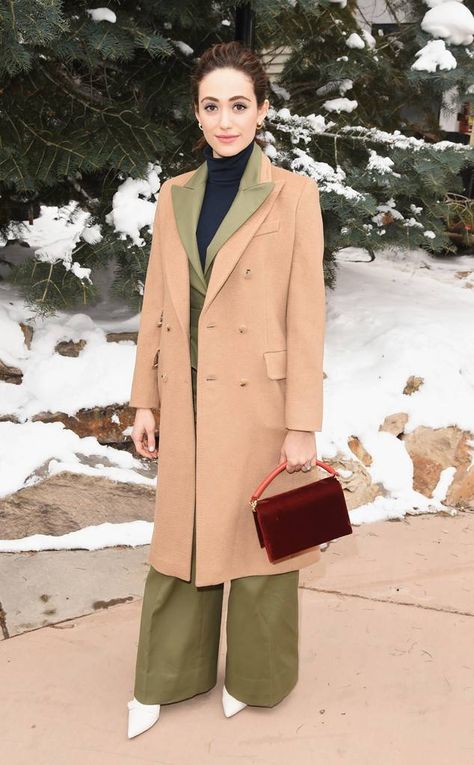 Emmy Rossum from 2018 Sundance Film Festival: Star Sightings Sundance Film Festival Fashion, Olive Green Outfit, Street Style 2018, Emmy Rossum, Sorel Boots, Sundance Film Festival, Sundance Film, Celebrity Red Carpet, Movie Premiere