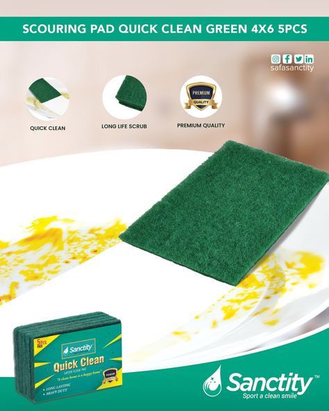 scouring pad quick clean green Cleaning Ads, Scouring Pad, Graphic Design Collection, Clean Green, Green Cleaning, Quick Cleaning, Design Collection, Longer Life, Cleaning Hacks