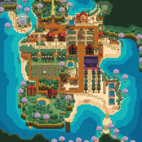 Stardew Valley Ocean Farm Layout, Stardew Valley Beach Farm Layout Ideas, Stardew Valley Beach Farm Design, Stardew Beach Farm Layout, Beach Farm Stardew Valley, Stardew Valley Beach Farm Layout, Stardew Valley Beach Farm, Stardew Layout, Farm Layouts