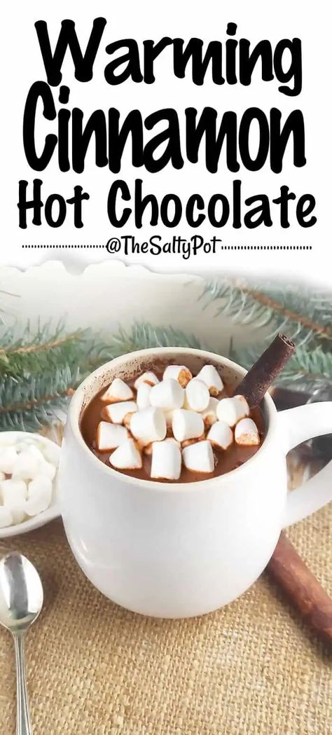 Cozy up with this creamy warming Cinnamon Hot Chocolate! Made with dark chocolate, whole milk, cream, and a hint of cinnamon, it’s perfect for chilly nights in with your jammies and a movie, or outside by the fire all bundled up. Cinnamon Hot Chocolate Recipe, Hot Chocolate With Cinnamon, Cinnamon Hot Chocolate, Hot Cocoa Mix Recipe, Hot Cocoa Mixes, Milk Cream, Hot Chocolate Mix, Cocoa Mix, Cinnamon Flavor