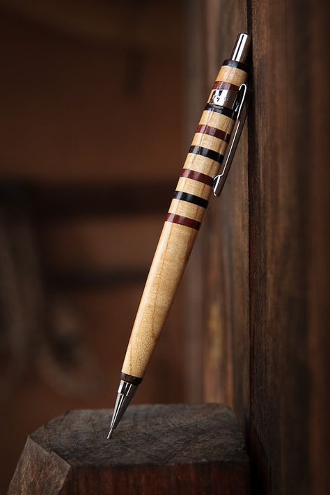 Wooden Mechanical Pencil HandCrafted Pen ID Pen Turning Projects, Pen Turners, Wood Turning Pens, Hand Turned Pens, Handcrafted Pens, Wooden Pencils, Wooden Pencil, Pen Turning, Pen Blanks