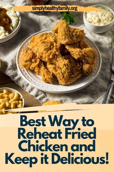 Fried chicken is one of the best dishes around. Simply Healthy Family offers a few reheating tricks for delicious fried chicken as it was when freshly cooked up. With four different methods to reheat this tasty morsel to be enjoyed. Whether you choose the microwave, air fryer, convection oven or frying pan, you will not be disappointed. Included are tips about what to avoid when reheating as well as proper storage of leftovers. Learn more… #friedchicken #reheatfriedchicken #leftoverfriedchicken Reheat Fried Chicken, Over Fried Chicken, Reheat Chicken, Popeyes Chicken, Food Wastage, Food Advice, Oven Fried Chicken, Popcorn Chicken, Oven Chicken