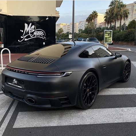 Daily Luxury Inspiration on Instagram: “Porsche 992 in Matte Black 💣 ©️ @msmotorsofficiel Follow @Upmarketlife for more! . . . . . . Credit: @luxurylifecompany” Car Graphics Decals, Porsche Turbo S, Matte Black Cars, Black Porsche, Porsche 992, New Luxury Cars, Sports Car Wallpaper, Automobile Engineering, Lux Cars