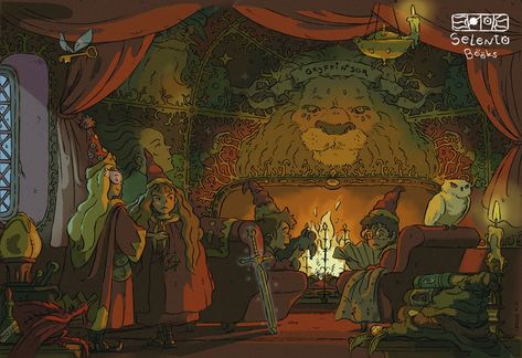 Gryffindor Common Room Fanart, Gryffindor Fanart, Harry Potter Fanart, Gryffindor Common Room, Room Fan, Common Room, Harry Potter Gryffindor, Harry Potter Fan Art, Hogwarts