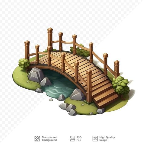 A wooden bridge with a bridge over it. | Premium Psd #Freepik #psd #footbridge #wooden-bridge #river-bridge #wood-bridge River Tattoo, Rickety Bridge, Bridge Drawing, Forest Cartoon, Small Bridge, Perspective Drawing Lessons, River Bridge, Wooden Bridge, Perspective Drawing