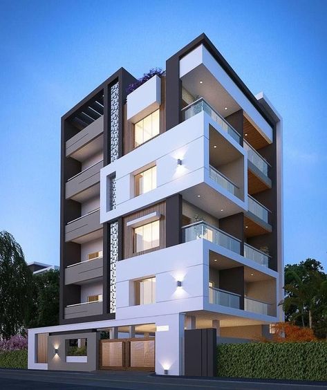 Ground Floor Elevation Design Modern, Ground Floor Elevation Design, Front Elevation Designs Modern, Ground Floor Elevation, Modern Front Elevation, 3d Elevation Design, House Front Wall Design, Building Front Designs, Apartments Exterior