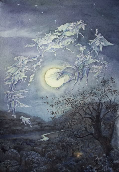 Wild Hunter, Traditional Witchcraft, Wild Hunt, Fairytale Art, Arte Fantasy, Art And Illustration, The Night Sky, Fairy Land, Samhain