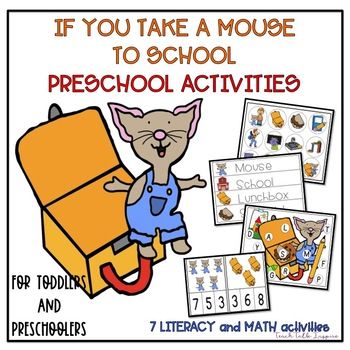 Time For School Mouse Activities, If You Take A Mouse To School Activities, School Preschool Activities, Book Themed Crafts, Play Prompts, Math Activities For Toddlers, School Vocabulary, Pet Theme, Curriculum Lesson Plans